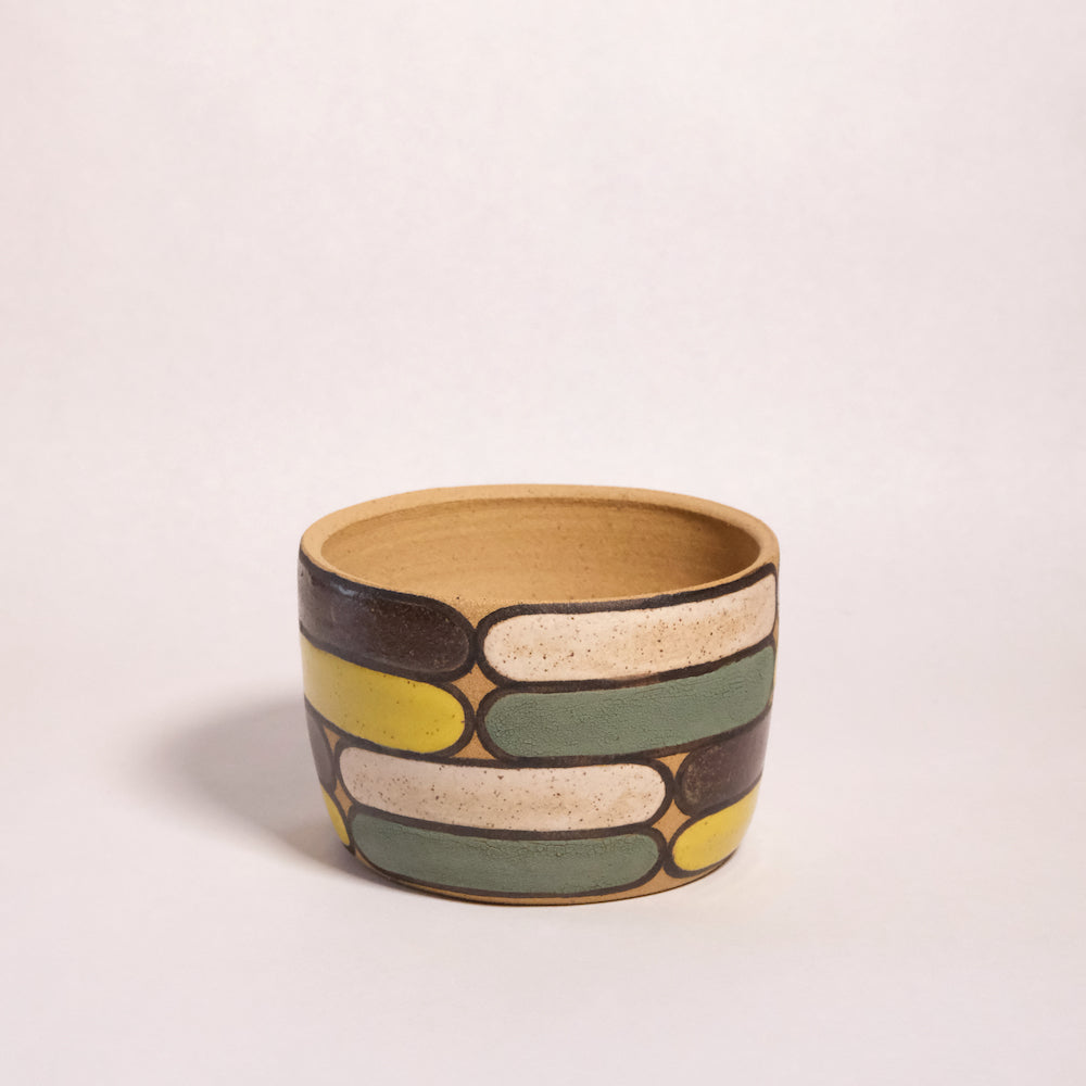 Made-To-Order Glazed Stoneware Planter with Dash Pattern