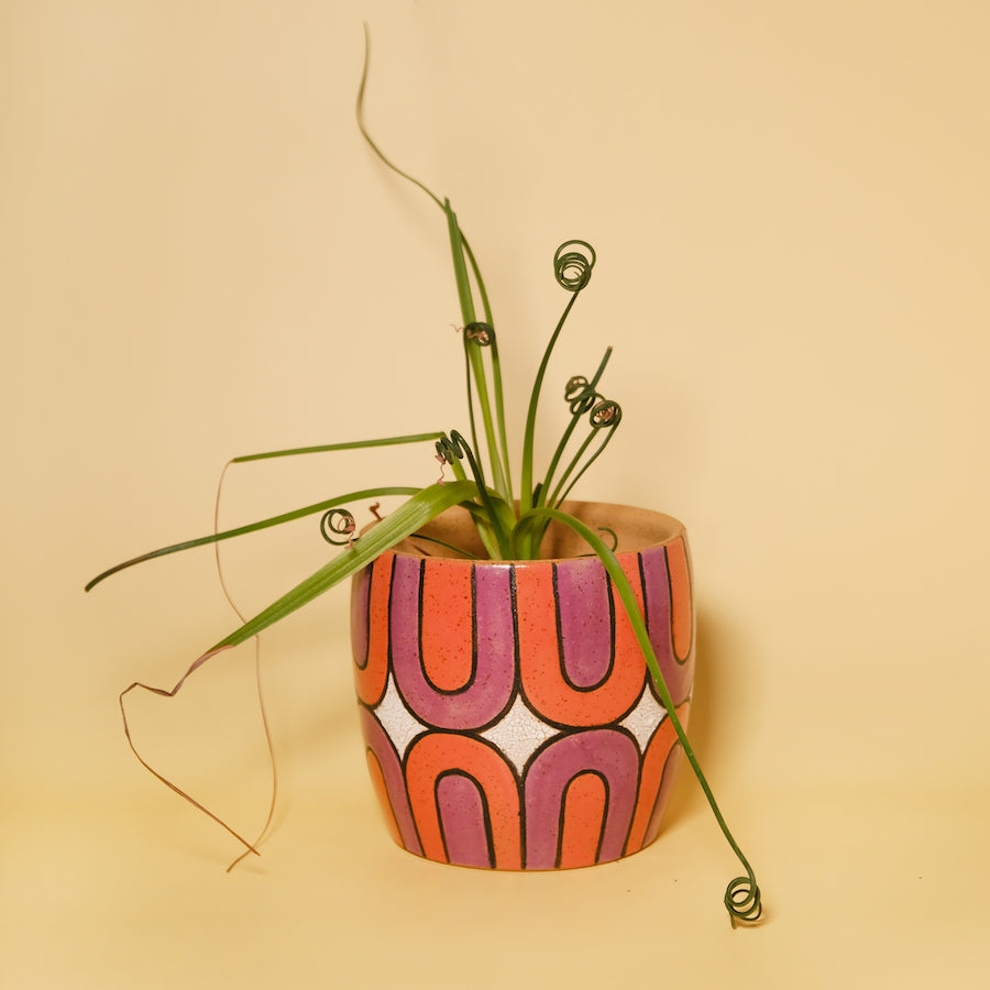 Made-To-Order Glazed Stoneware Planter with Stardust Pattern