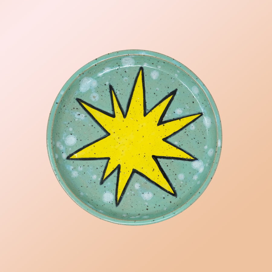 Made-To-Order Glazed Stoneware Wall Plate with Starburst Pattern
