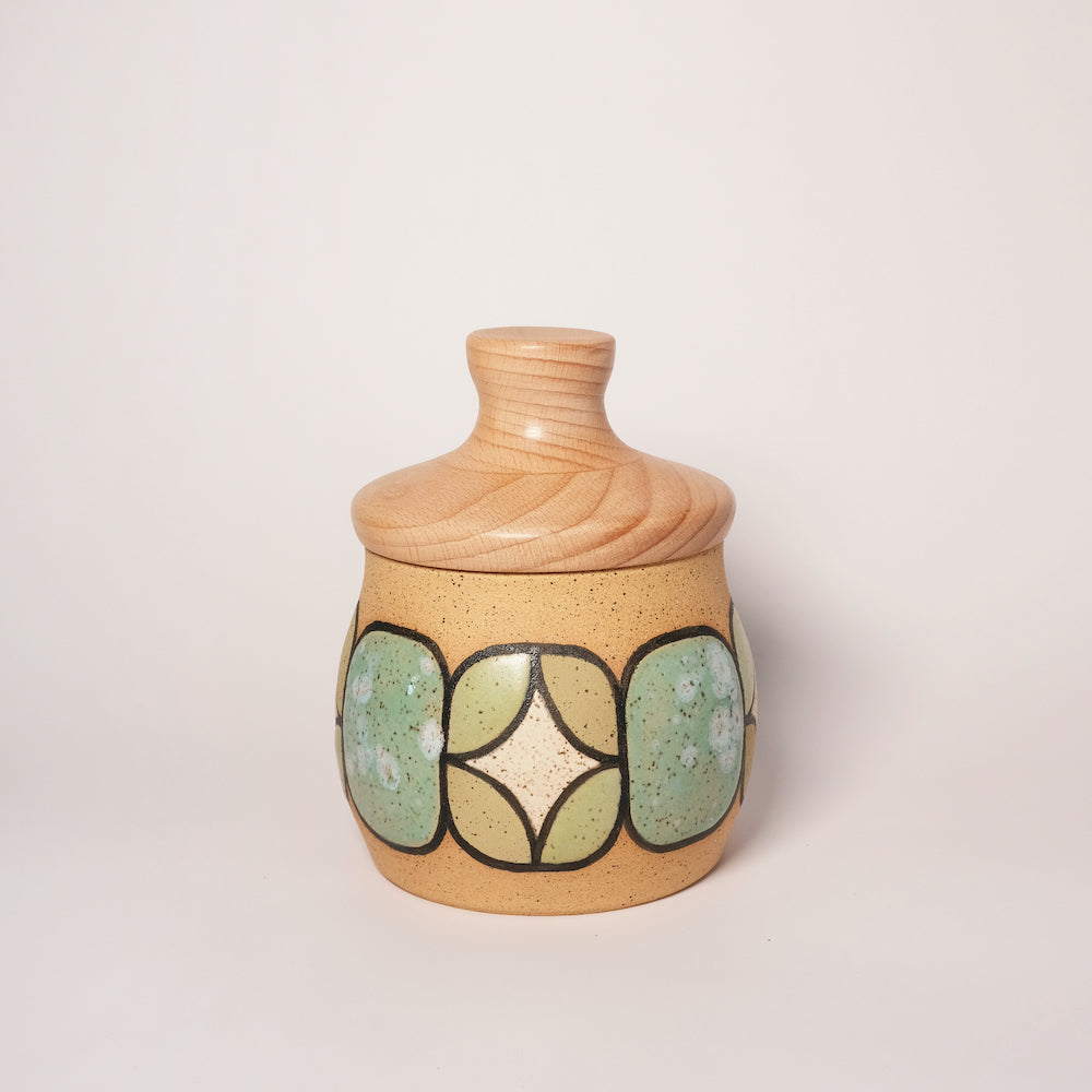 Glazed Stoneware Jar with Stardust Pattern
