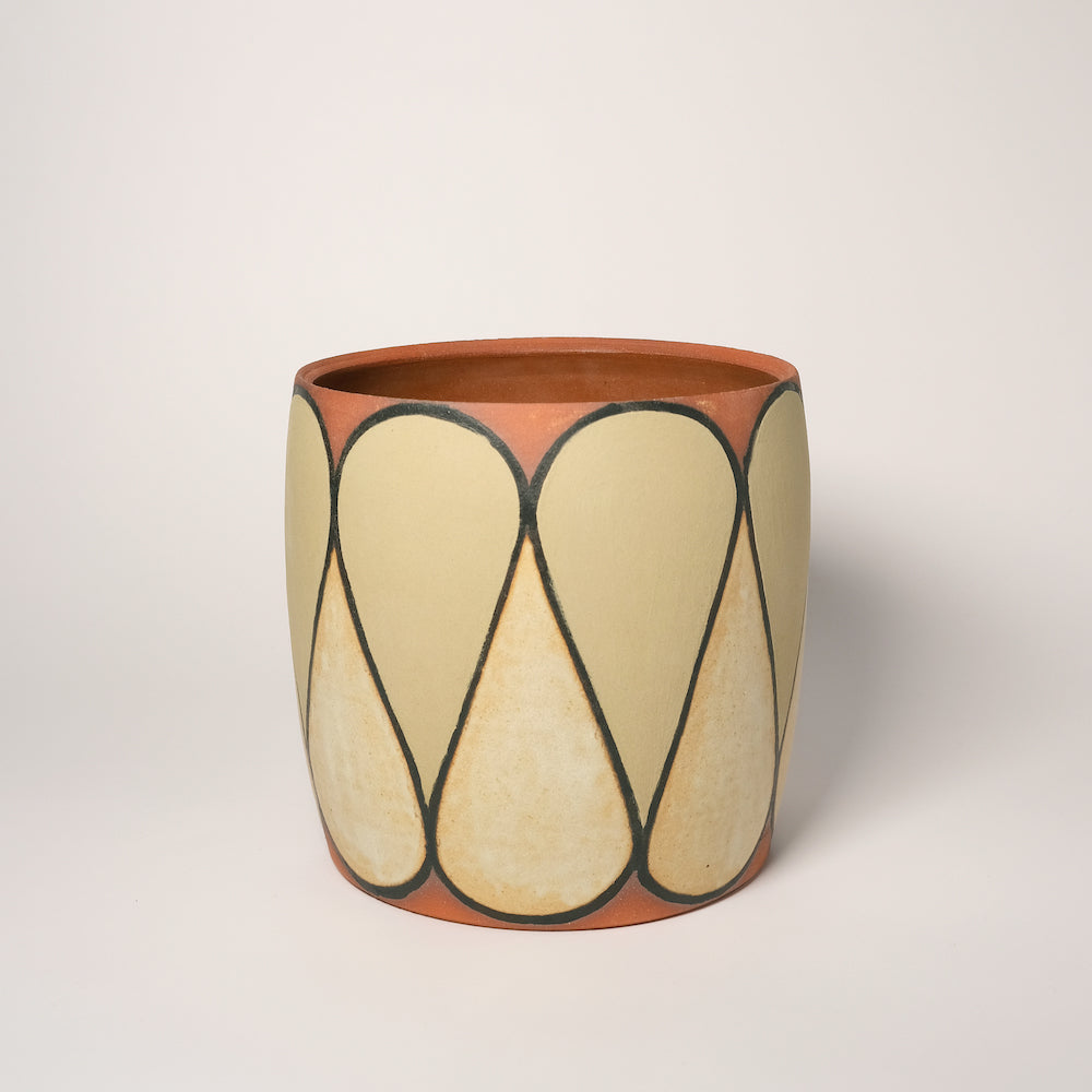 Glazed Stoneware Utensil Holder with Tear Drop Pattern
