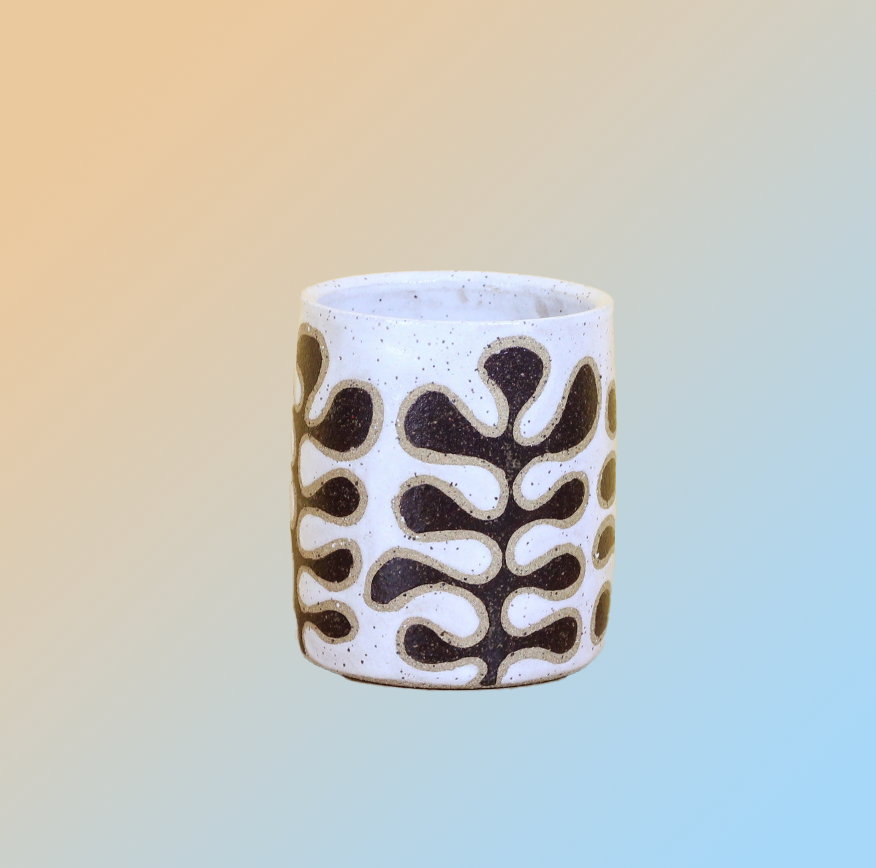 Made-To-Order Glazed Stoneware Tumbler with Leaf Pattern
