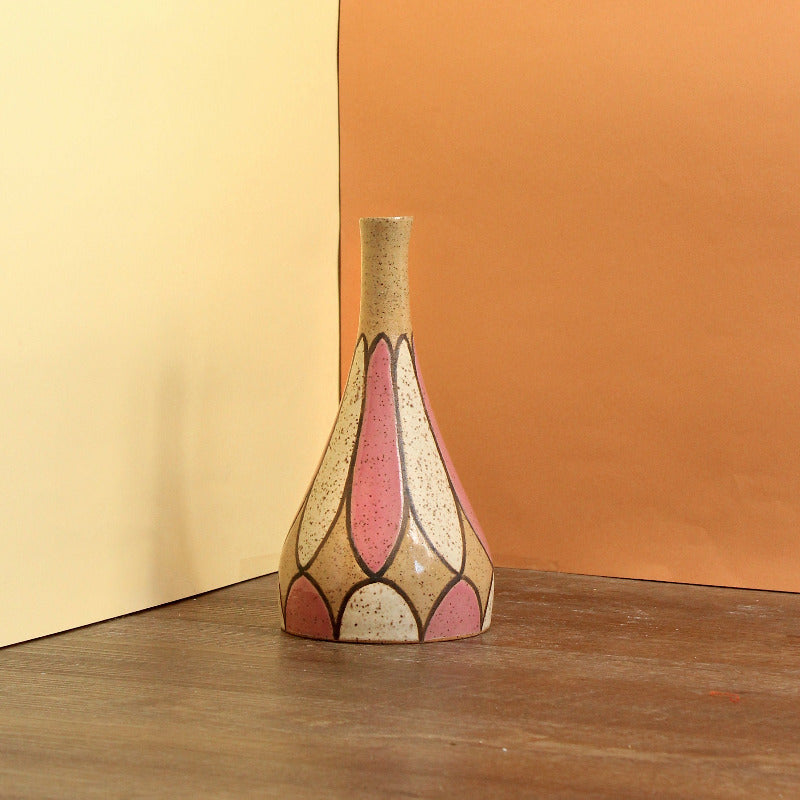 Glazed Stoneware Vase with Stardust and Oval Pattern