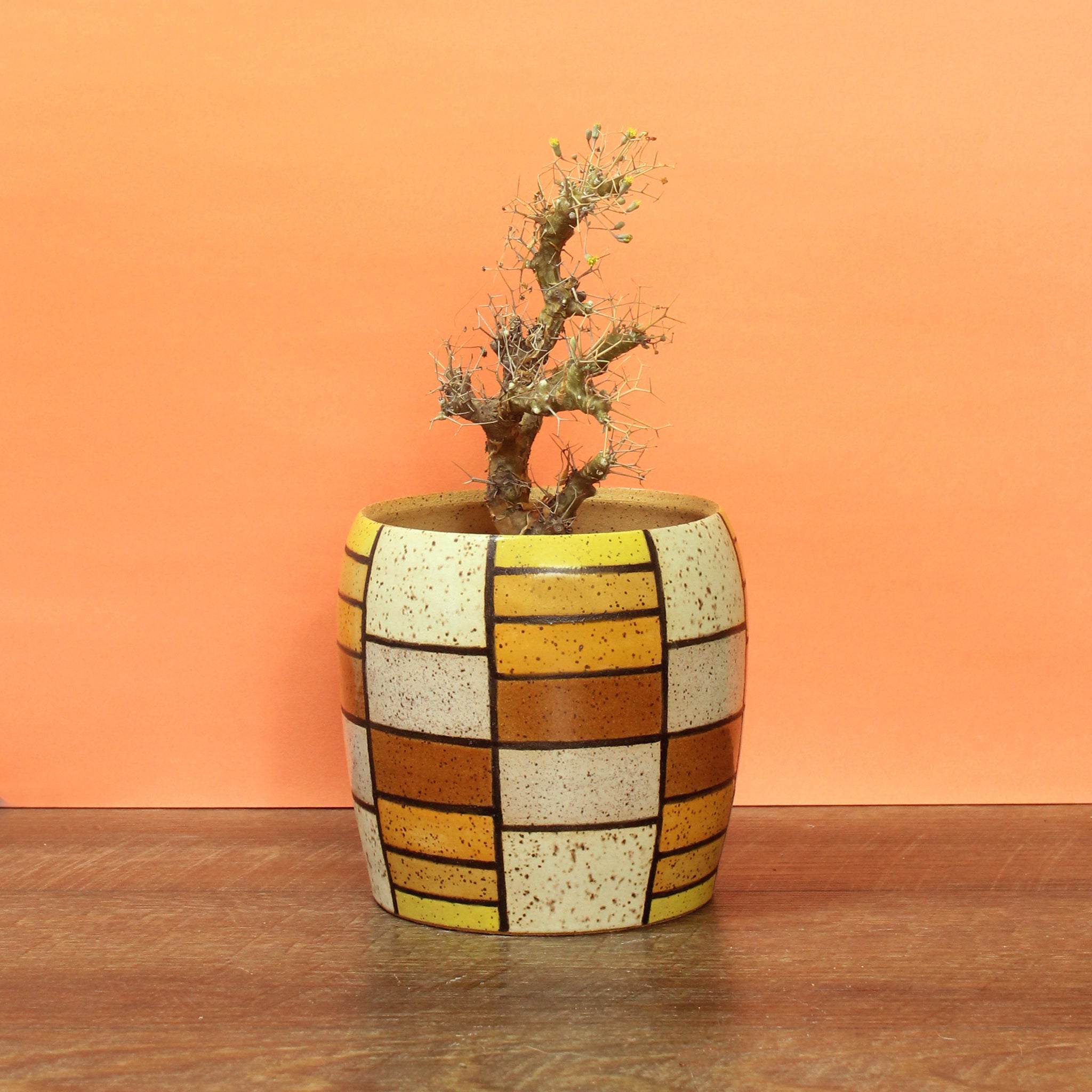 Made-to-Order Glazed Stoneware Pot with Brick Pattern