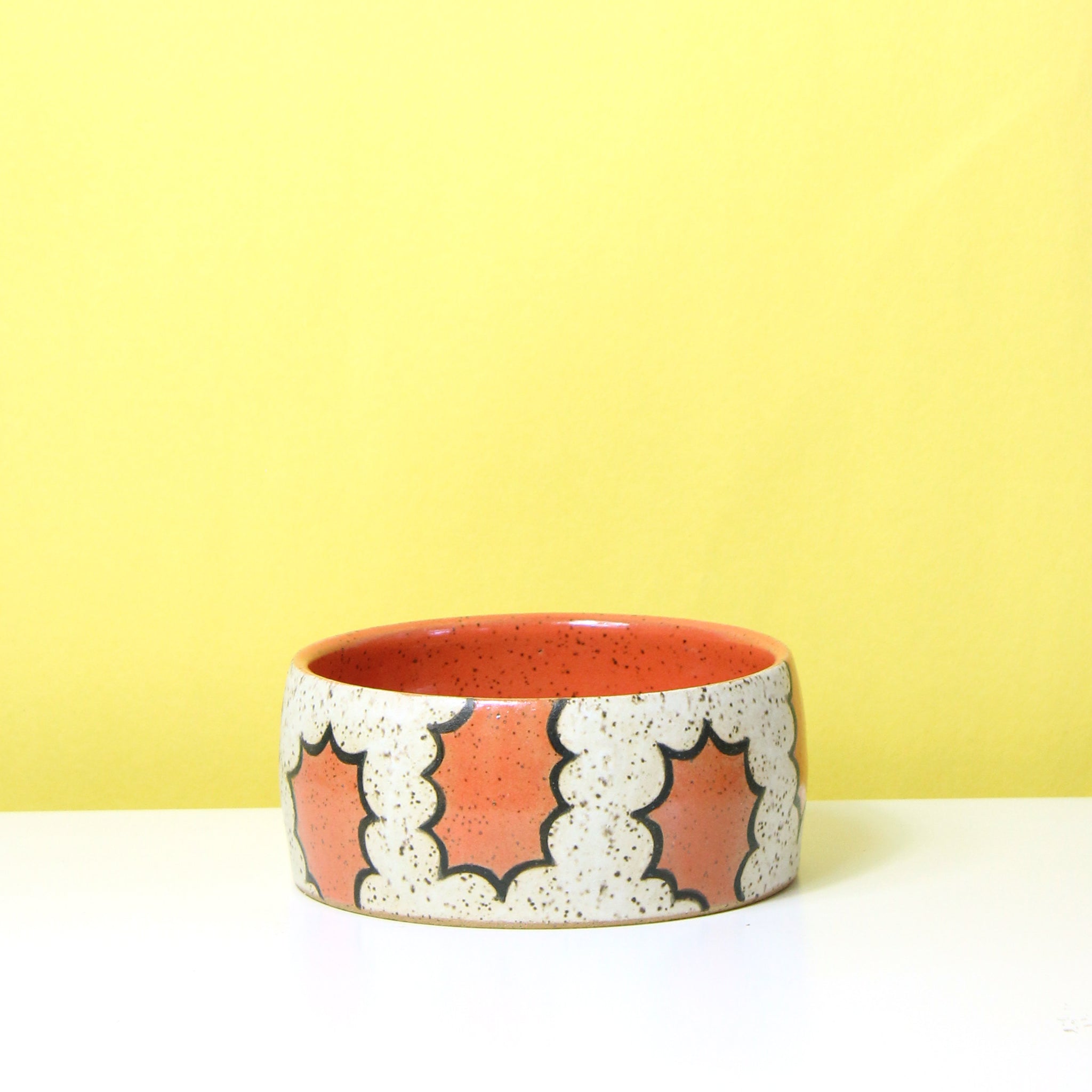 Glazed Stoneware Dog Bowl with Pop Pattern