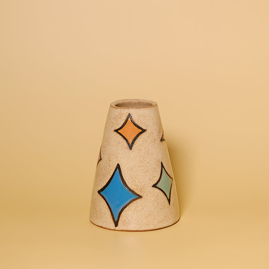 Glazed Stoneware Vase with Stardust Pattern