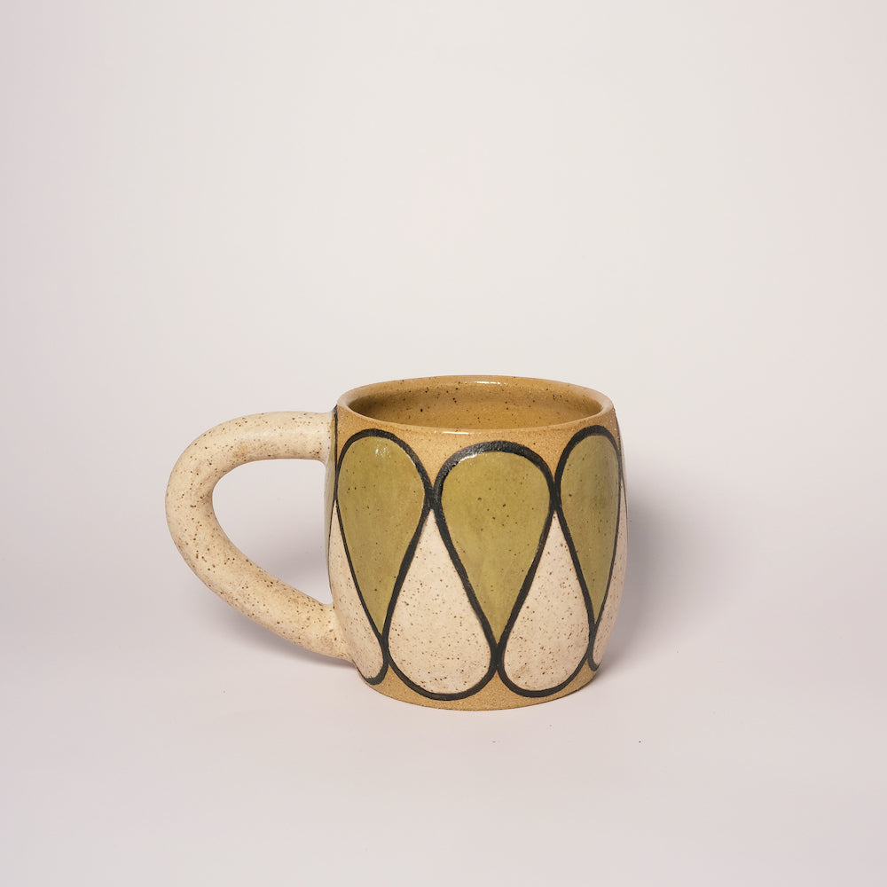 Glazed Stoneware Mug with Tear Drop Pattern