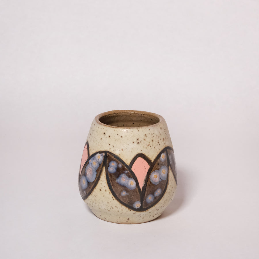 Glazed Stoneware Vase with Tulip Pattern