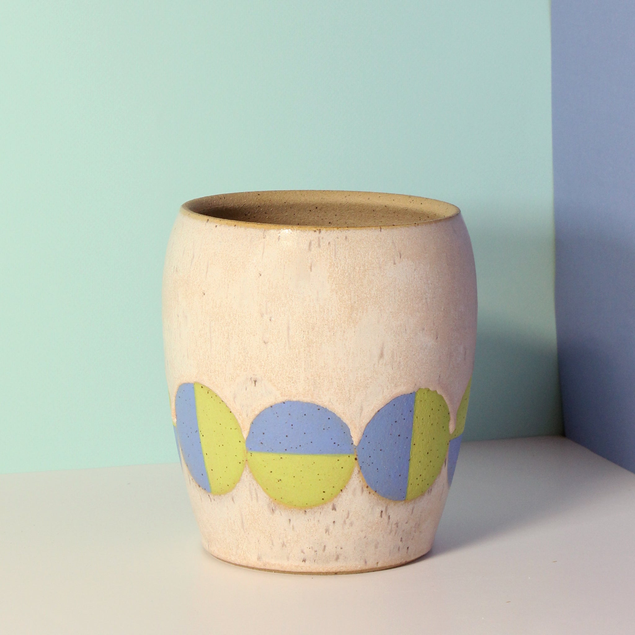 Glazed Stoneware Planter with Op Art Circles (SECOND)