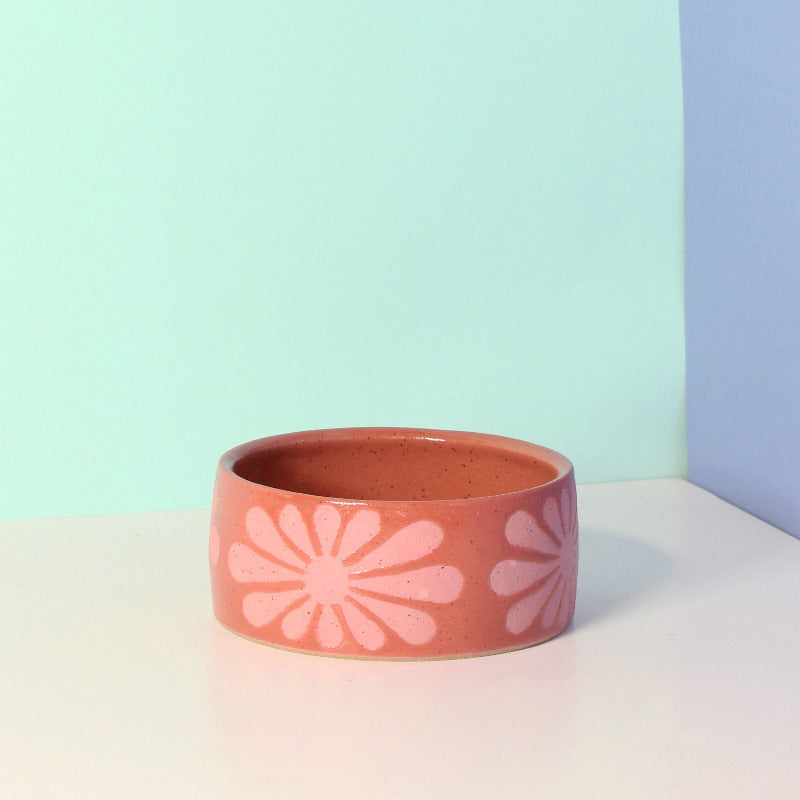 Made-to-Order Dog Bowl with Mod Flower Pattern