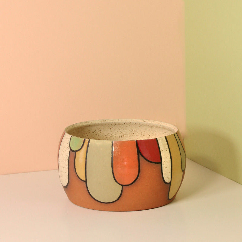 Glazed Stoneware Bowl with Drip Pattern (Second)