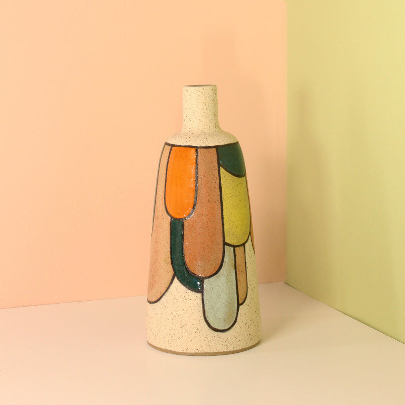 Glazed Stoneware Vase with Drip Pattern