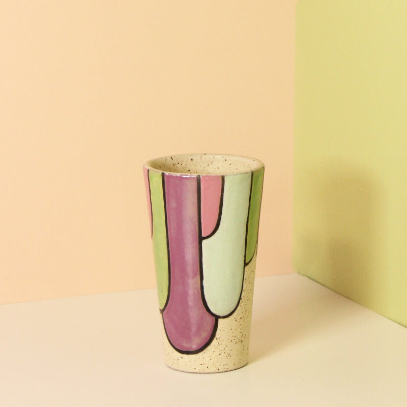 Made-to-Order Stoneware Highball Tumbler with Drip Pattern
