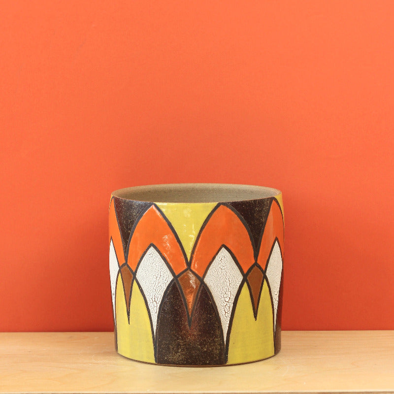 Made-to-Order Pot with Art Deco Diamond Pattern