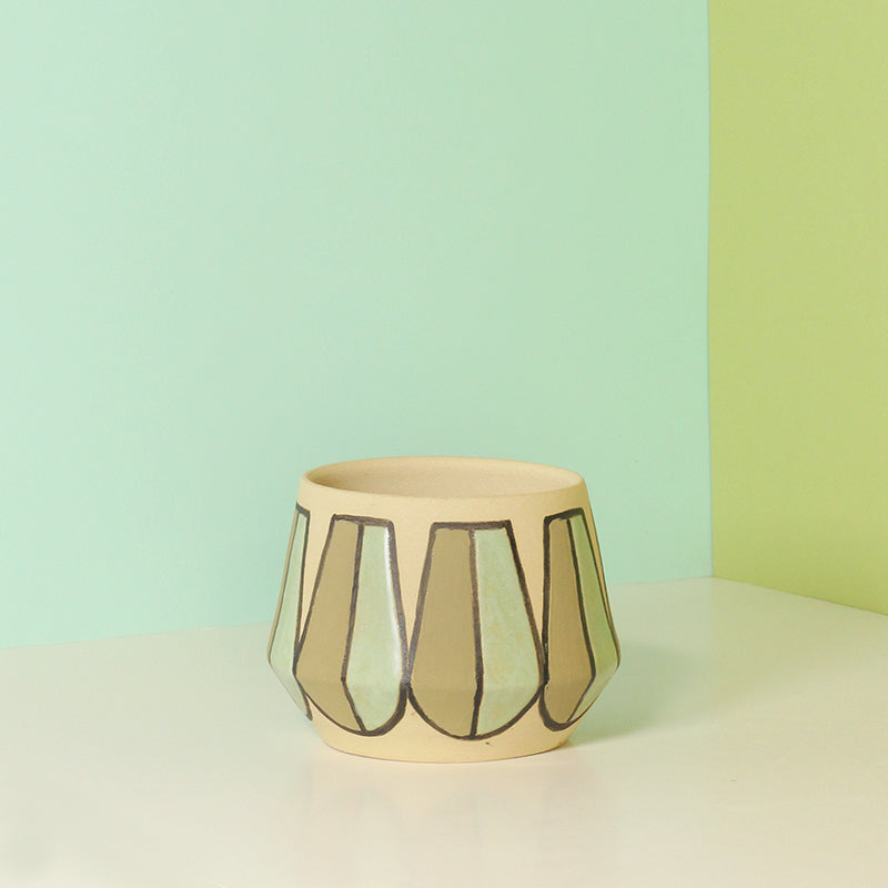 Made-to-Order Stoneware Planter with Mid Century Pattern