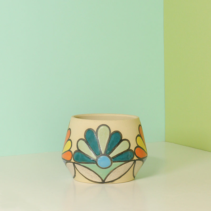 Made-to-Order Stoneware Planter with Flower Pattern