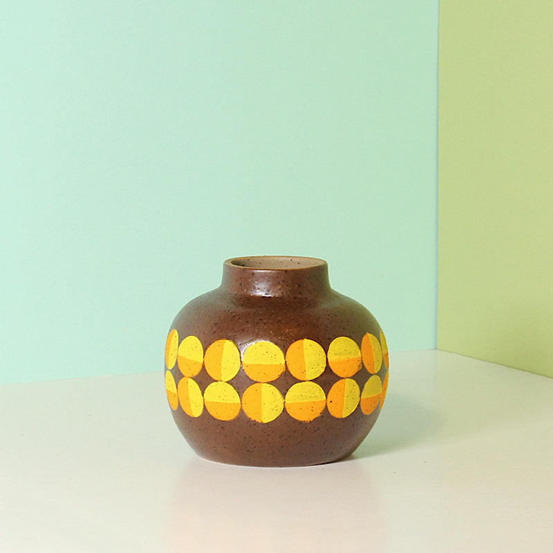 Made-to-Order Stoneware Vase with Op Art Circle Pattern