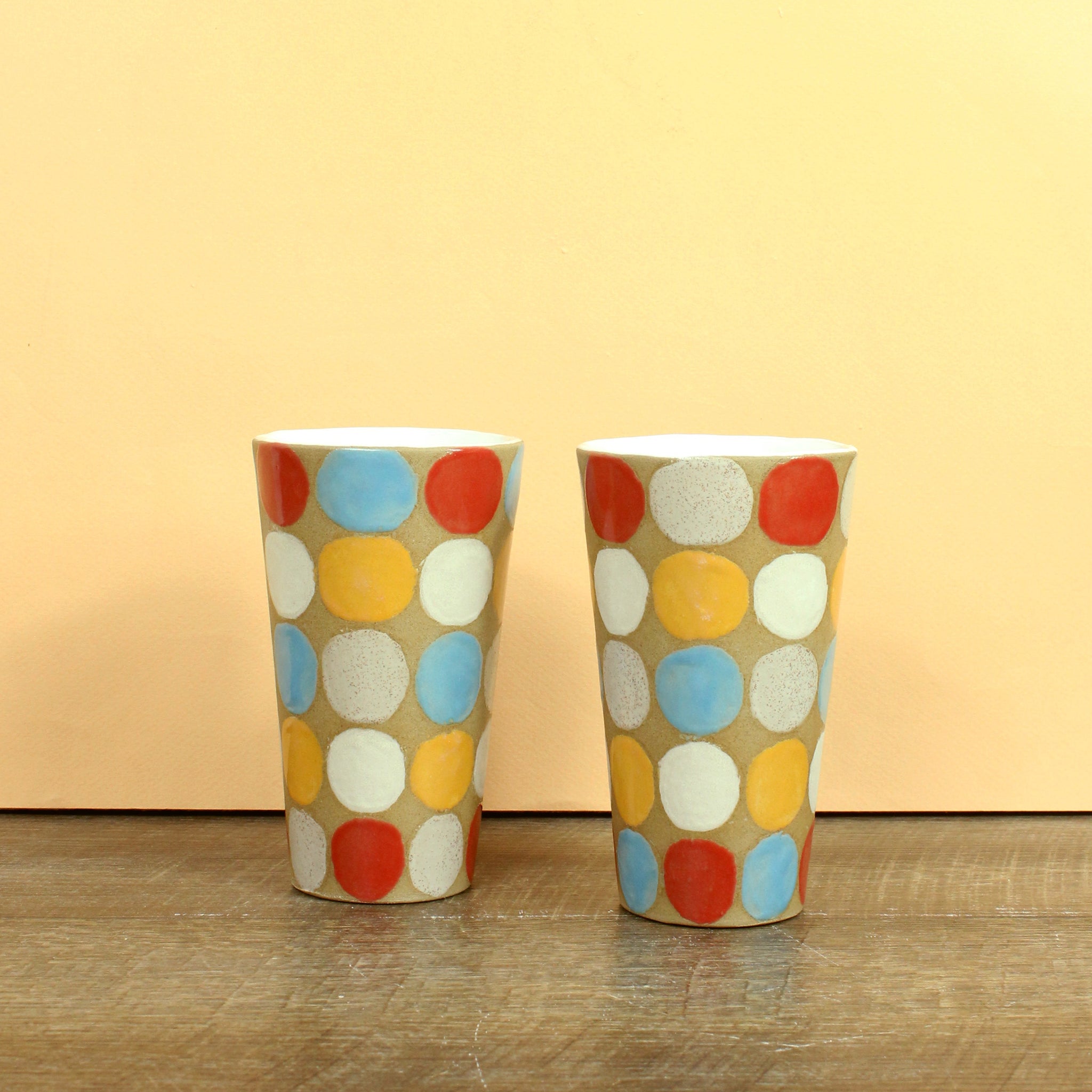 Made-to-Order Glazed Stoneware Highball Tumbler with Dot Pattern