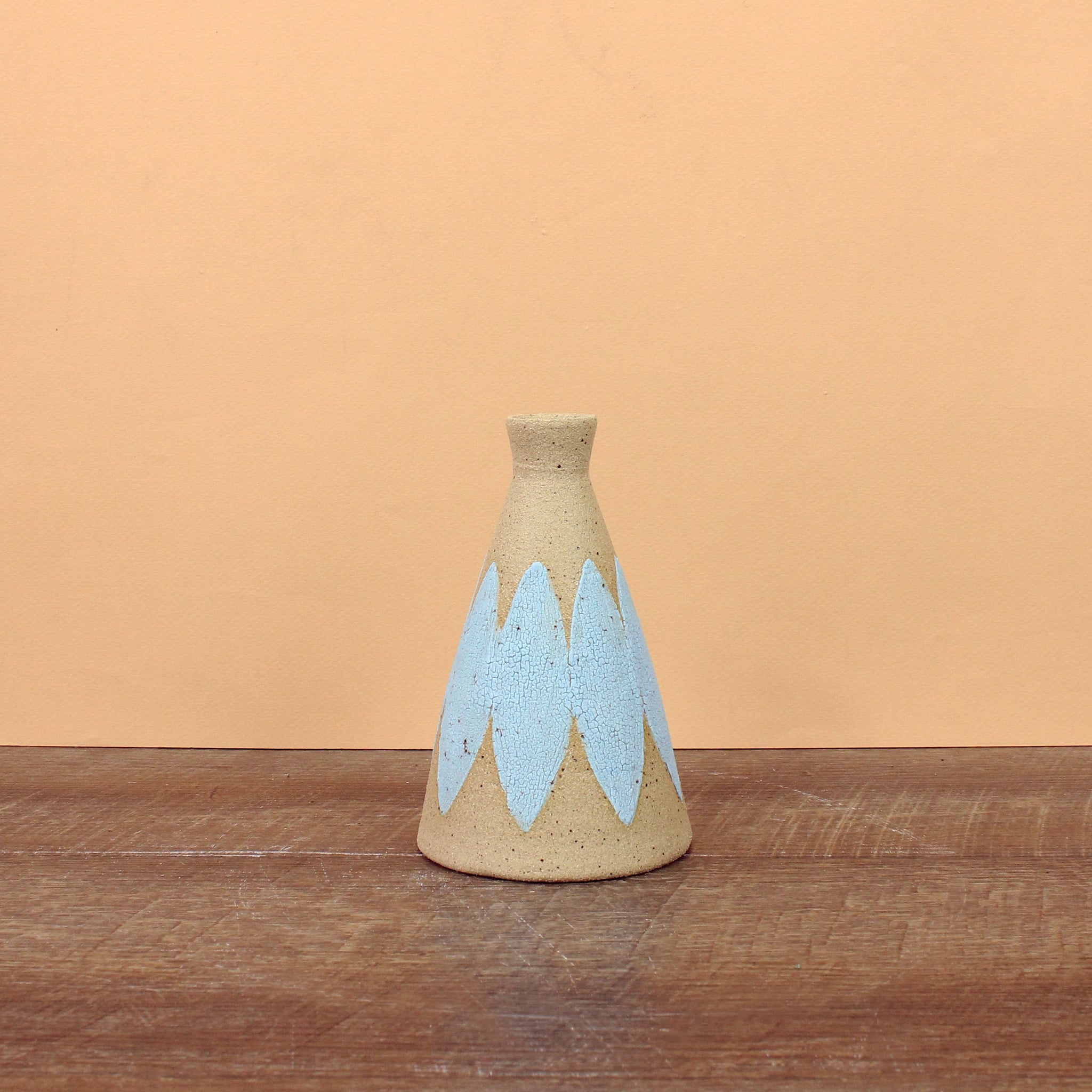 Glazed Stoneware Bud Vase with Oval Pattern