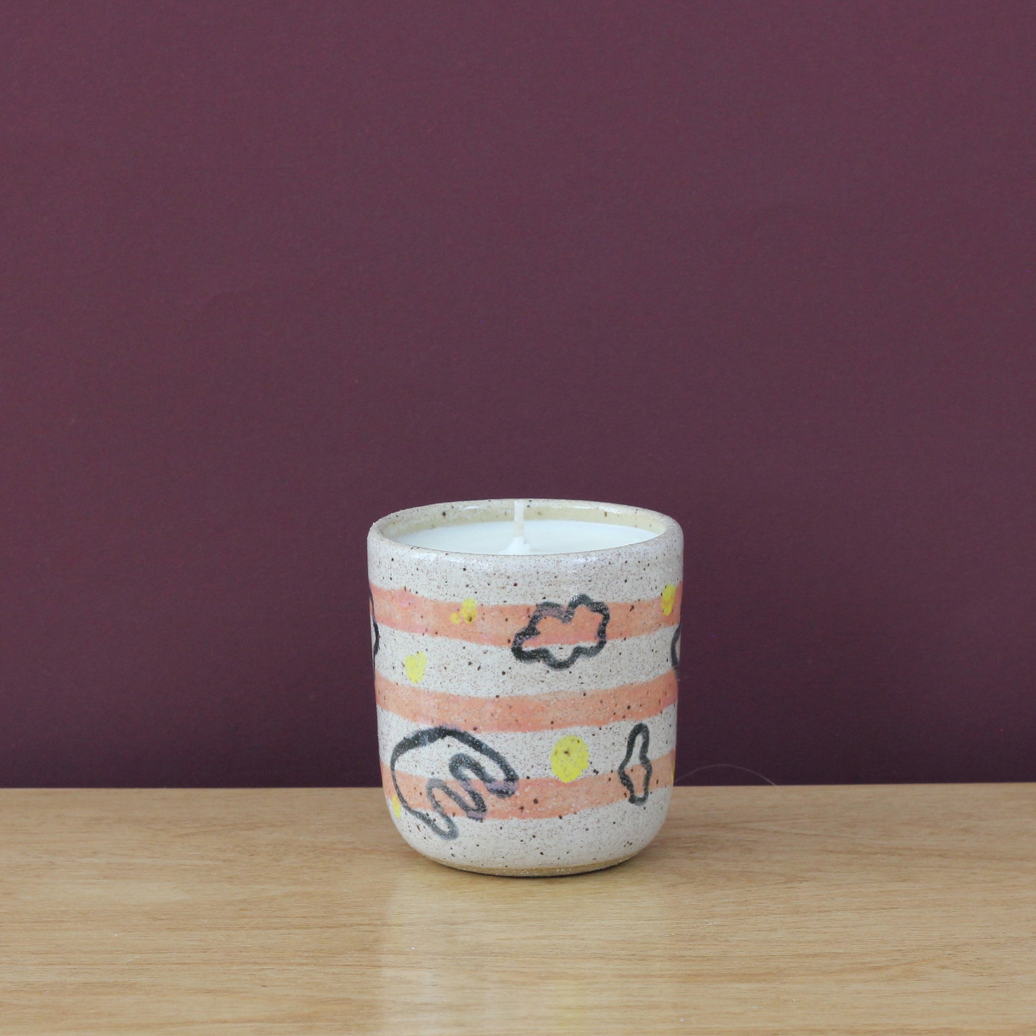 Glazed Stoneware Vessel with Soy Candle