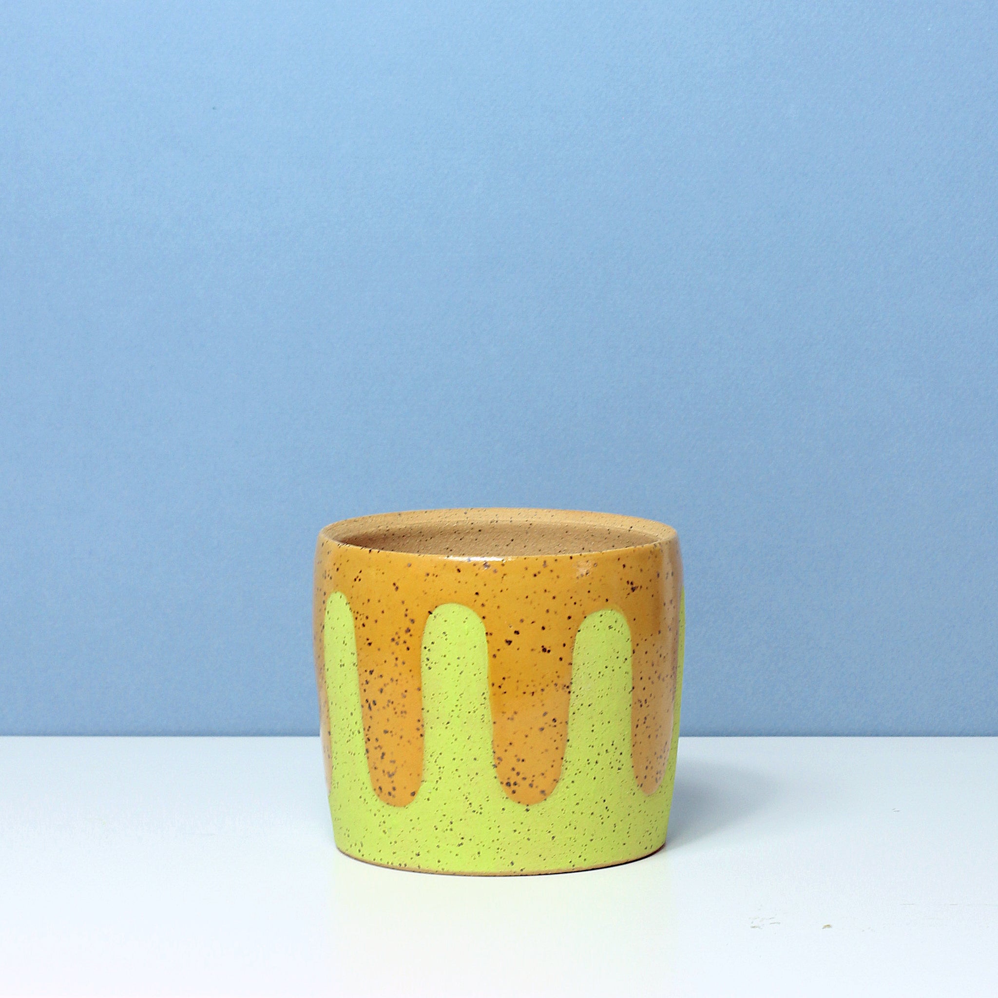 Glazed Stoneware Pot with Slime Pattern