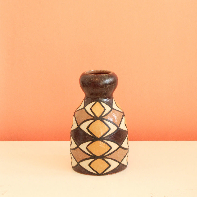 Glazed Stoneware Vase with Cat Eye Pattern