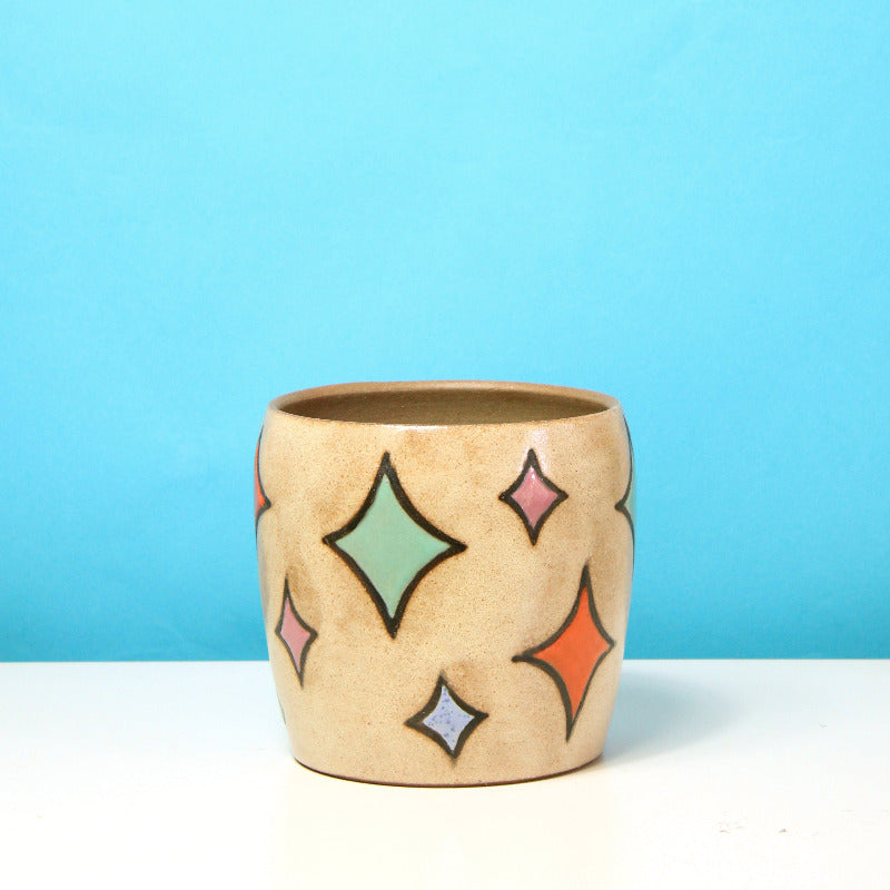 Glazed Stoneware Pot with Stardust Pattern