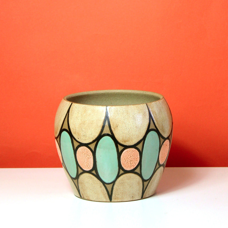 Made-to-Order Planter with Oval and Circle Pattern