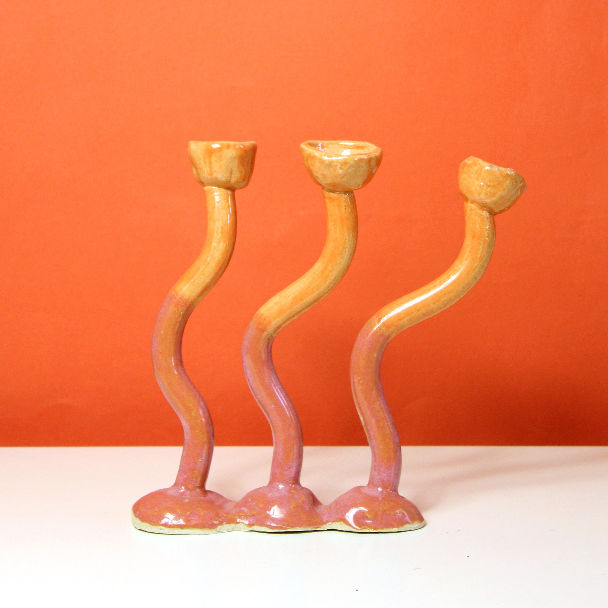 Glazed Stoneware Candlestick Holder (SECOND)