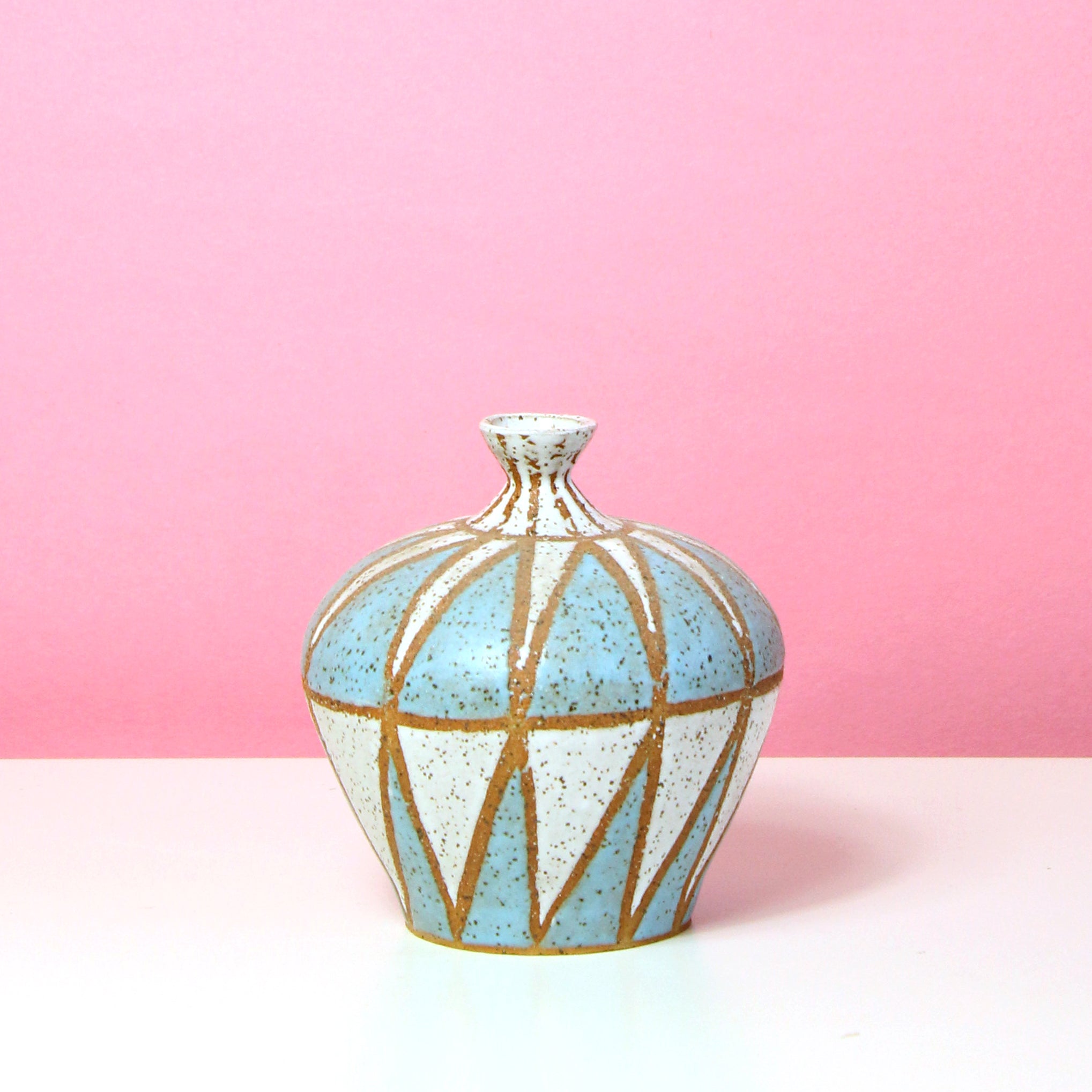 Glazed Stoneware Vase with Triangle Pattern (SECOND)