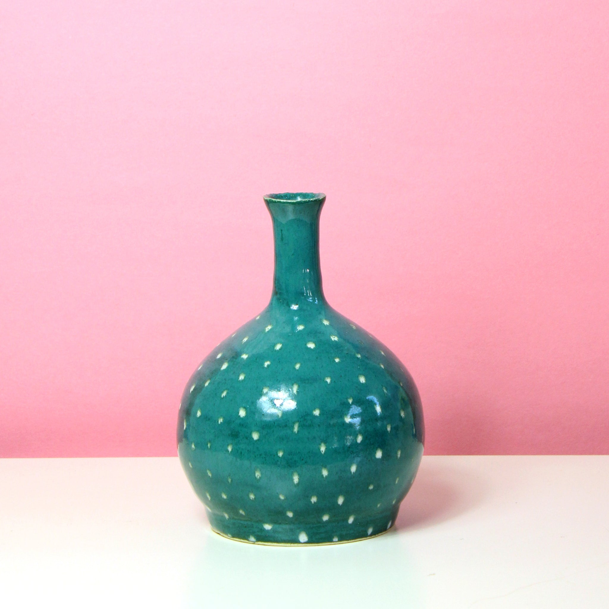 Glazed Whiteware Vase with Dot Pattern (SECOND)
