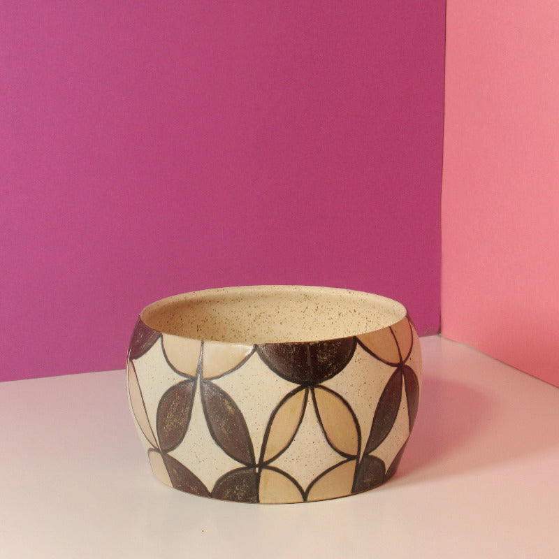 Glazed Stoneware Bowl with Stardust Pattern