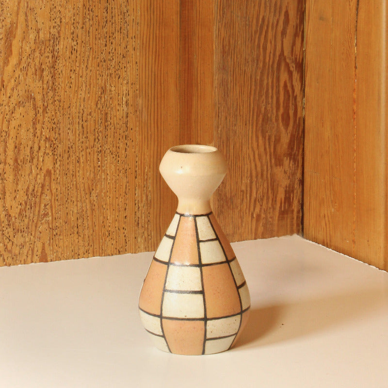 Glazed Stoneware Vase with Brick Pattern