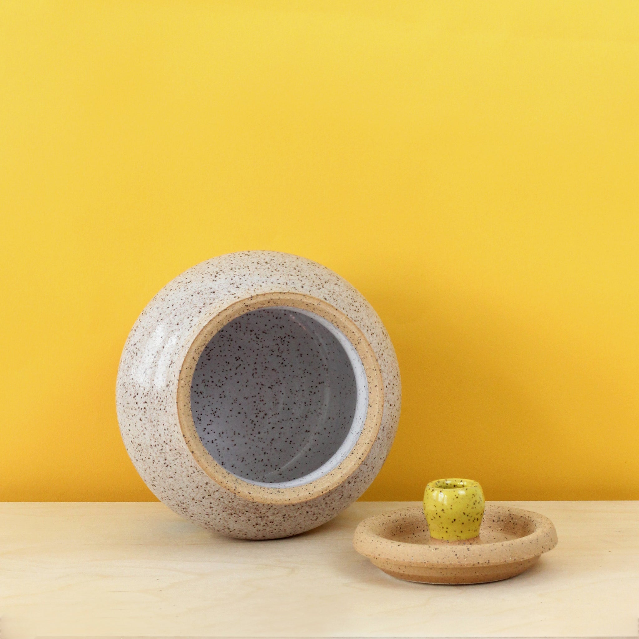 Glazed Stoneware Jar with Boomerang Pattern
