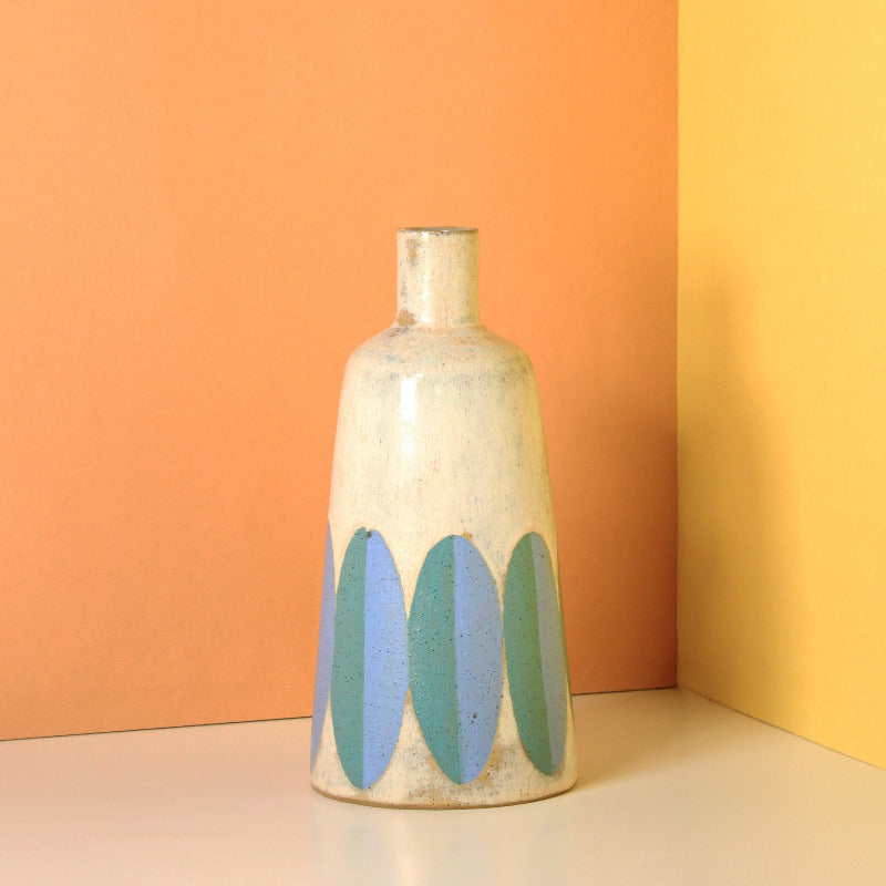 Glazed Stoneware Vase with Ovals