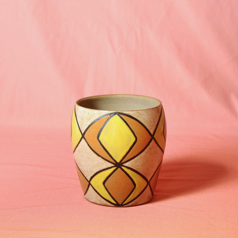 Glazed Stoneware Pot with Cat Eye Pattern