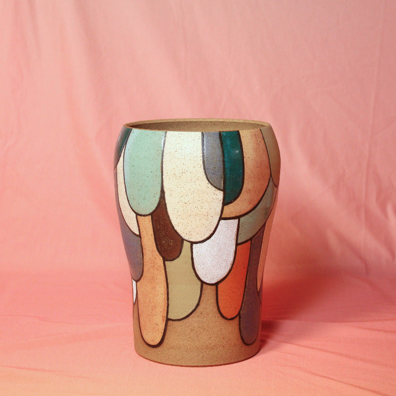 Glazed Stoneware Pot with Arches