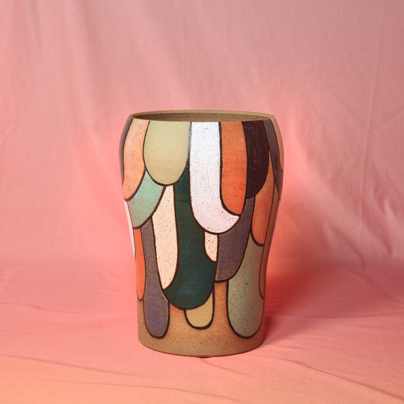 Glazed Stoneware Pot with Arches
