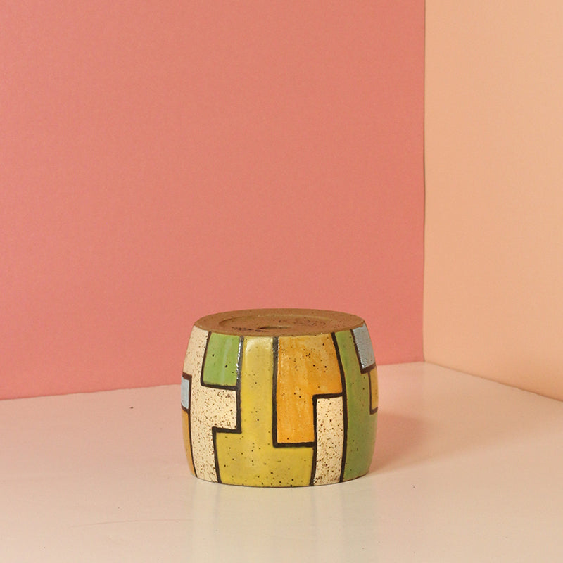 Made-to-Order Stoneware Planter with Mondrian Pattern