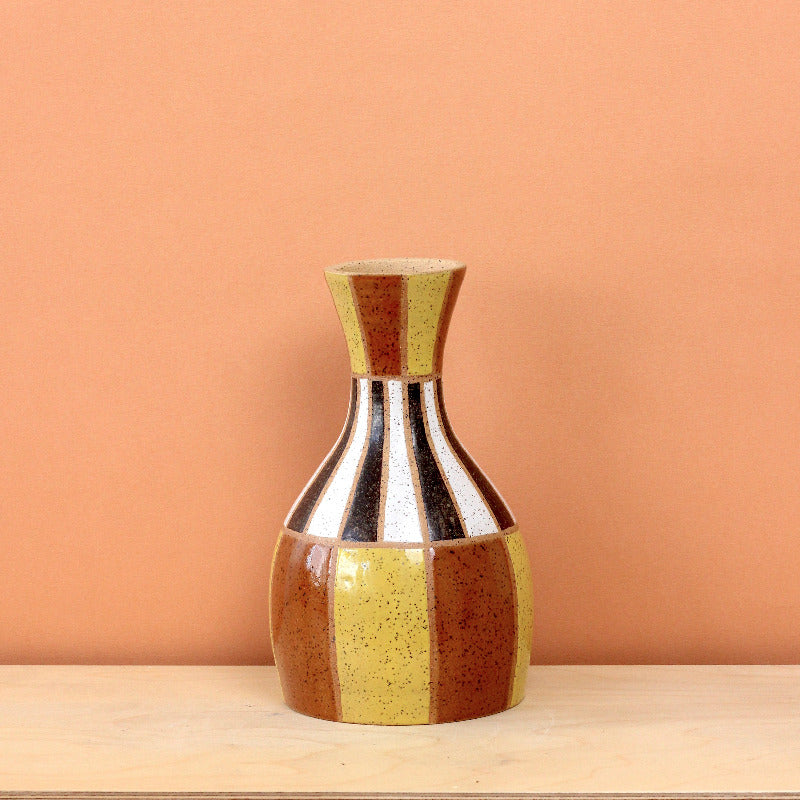 Glazed Stoneware Vase with Striped Pattern